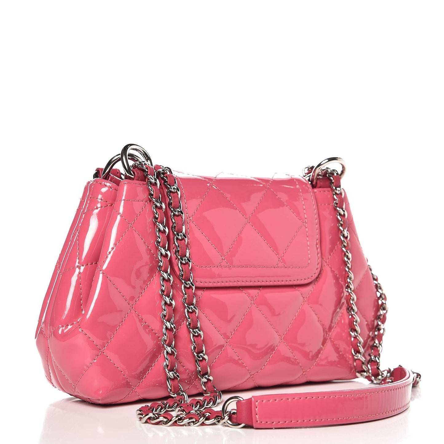Patent Quilted Small Coco Shine Accordion Flap Pink