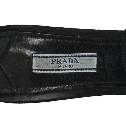 Prada Camoscio Slingback Pumps 40 Black Oro 7 of 10