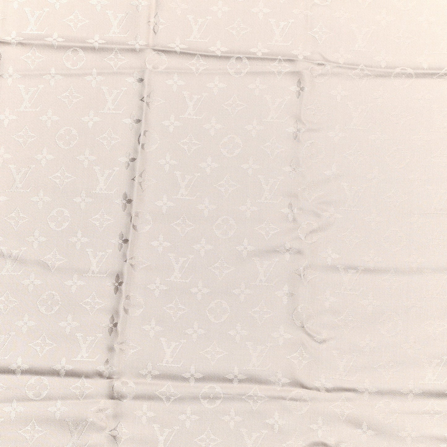 Silk Wool Monogram Shawl Greige