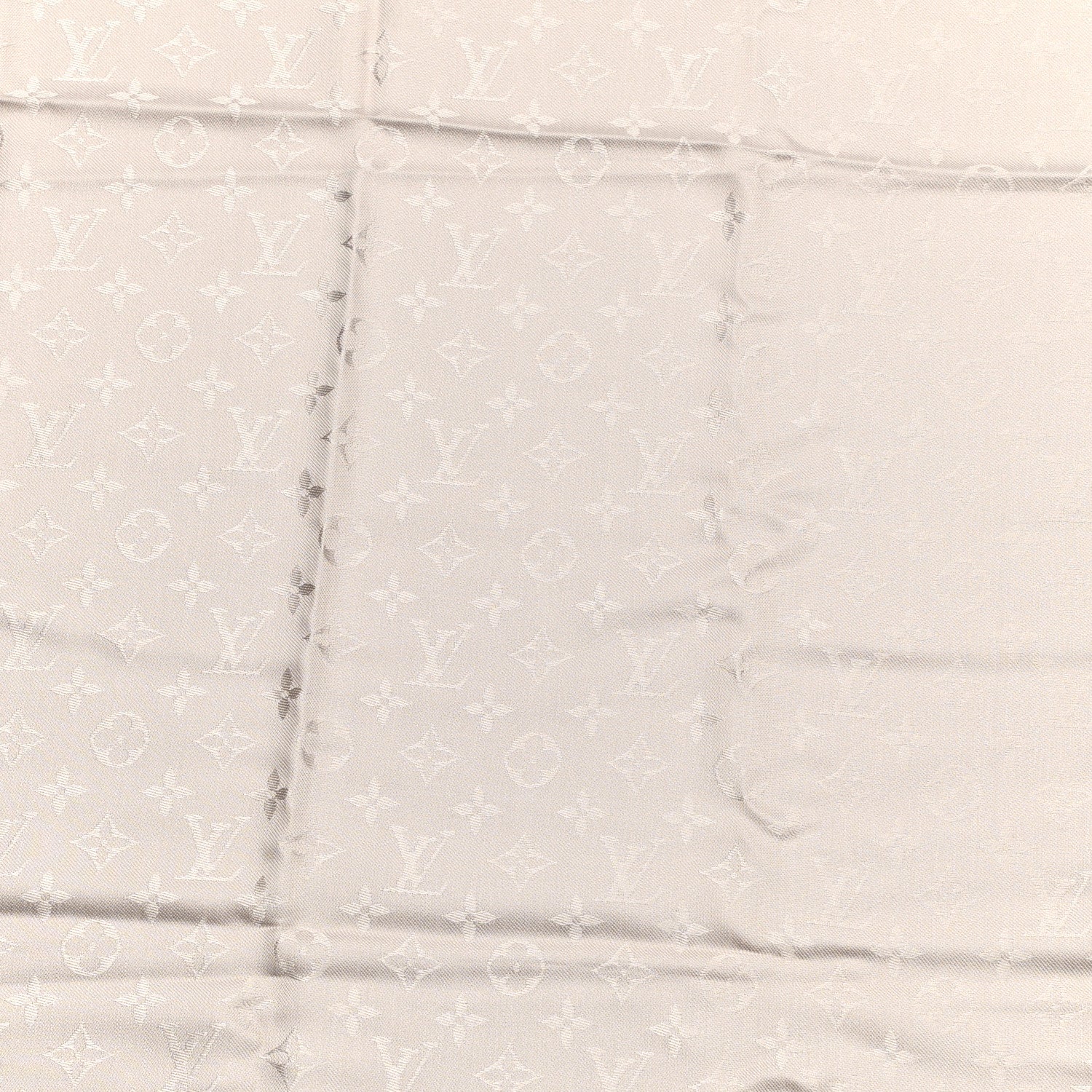 Louis Vuitton Silk Wool Monogram Shawl Greige 3 of 4