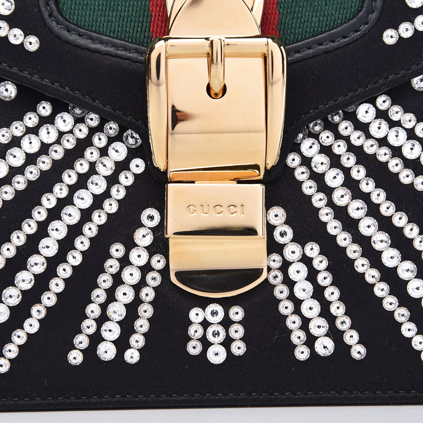 Satin Crystal Mini Sylvie Top Handle Bag Black