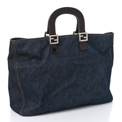Fendi Denim Holdall Tote Blue 3 of 10
