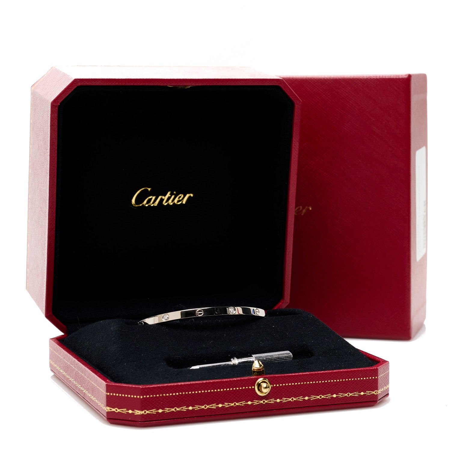 Cartier 18K White Gold 6 Diamond Small LOVE Bracelet 17 8 of 8