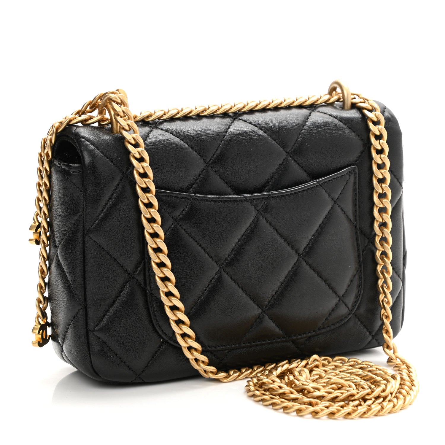 Chanel Lambskin Enamel Quilted Mini Pending CC Square Flap Black 3 of 11