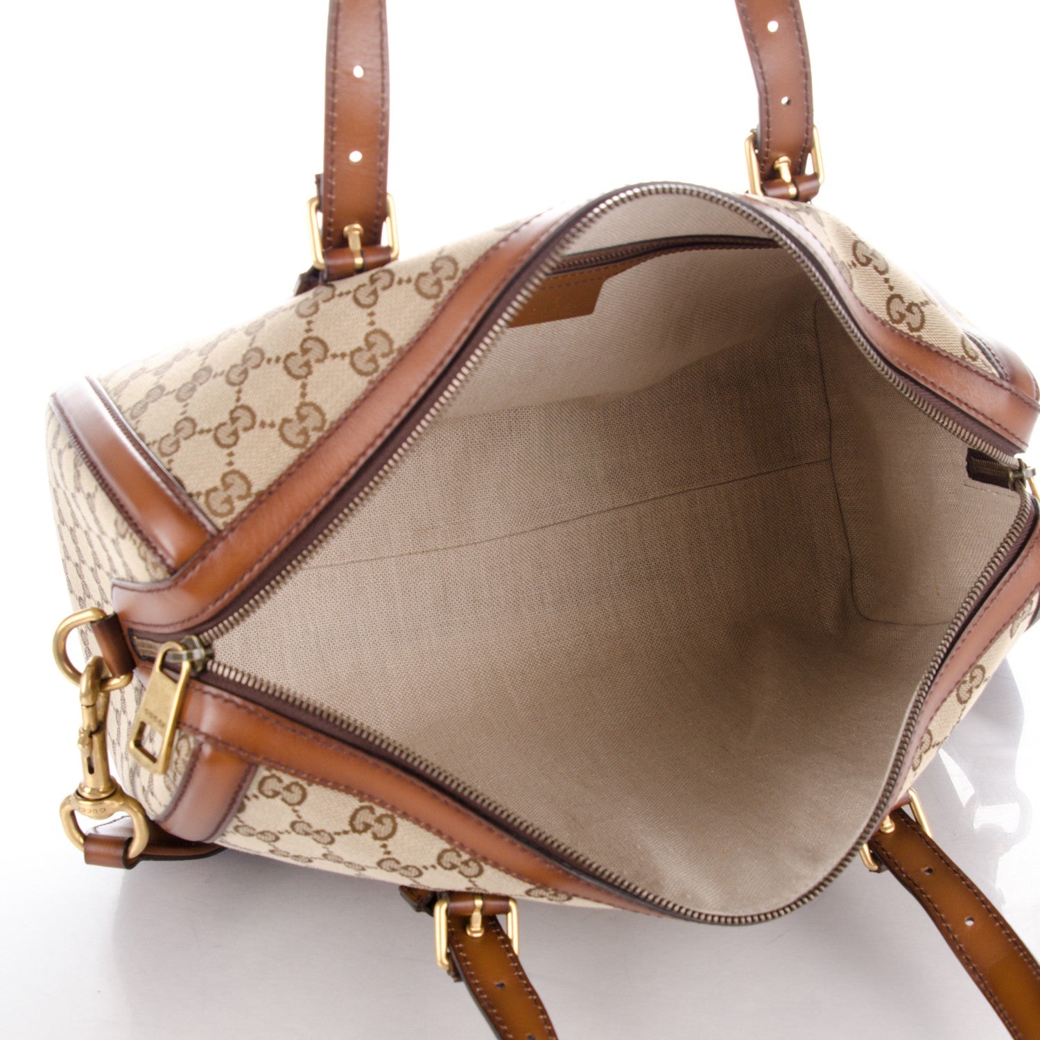 Gucci Monogram Medium Lady Web Boston Bag Beige Cuir 6 of 8