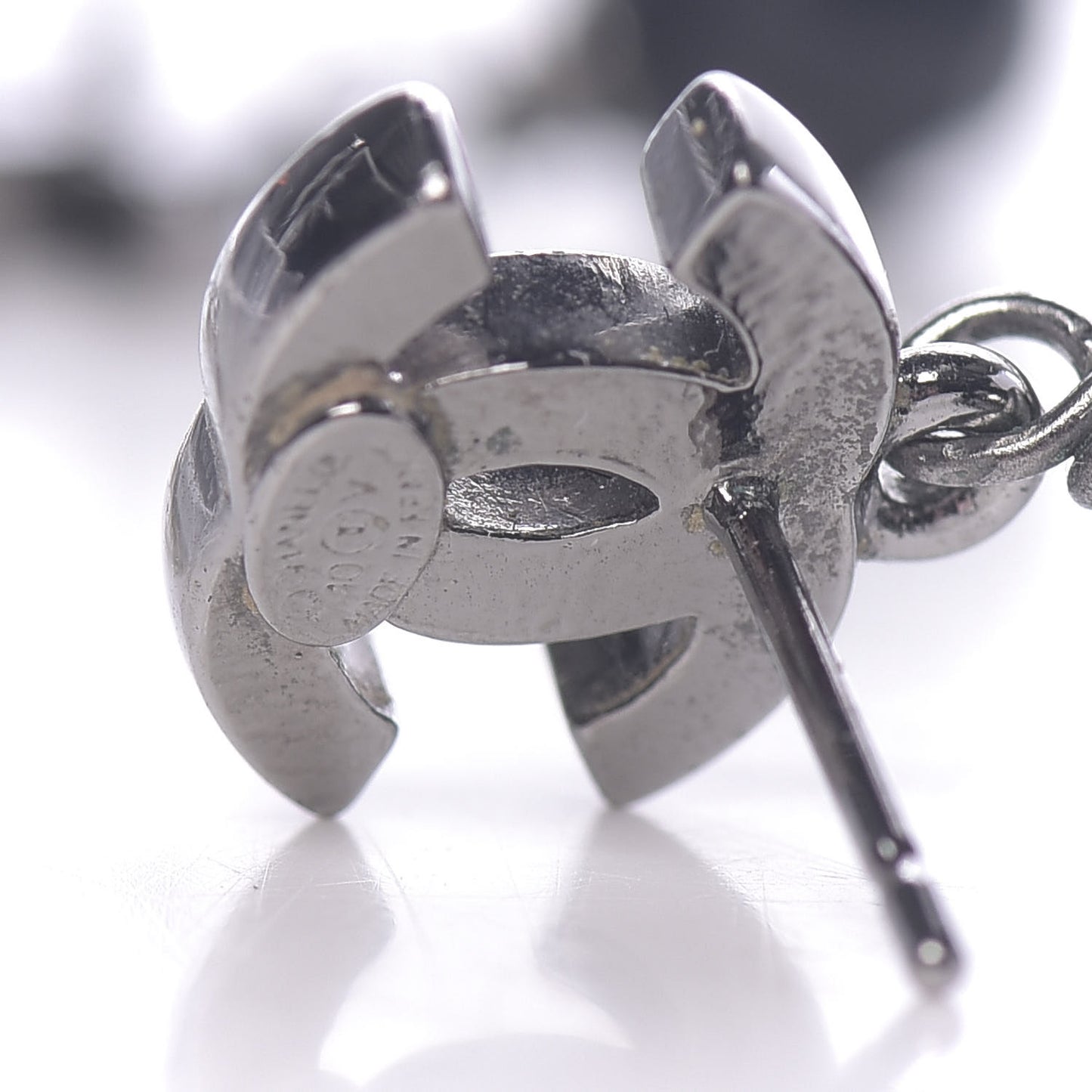 Ruthenium Bead CC Drop Earrings Black