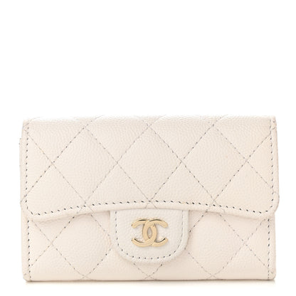 Chanel Caviar Quilted Flap Card Holder Wallet White 1 of 10