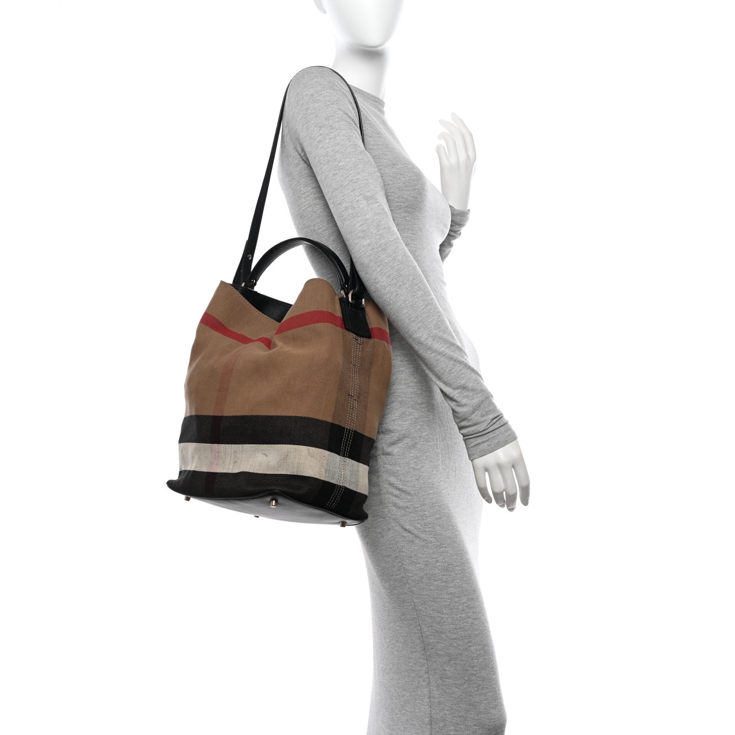 Canvas Mega Check Medium Ashby Hobo Black
