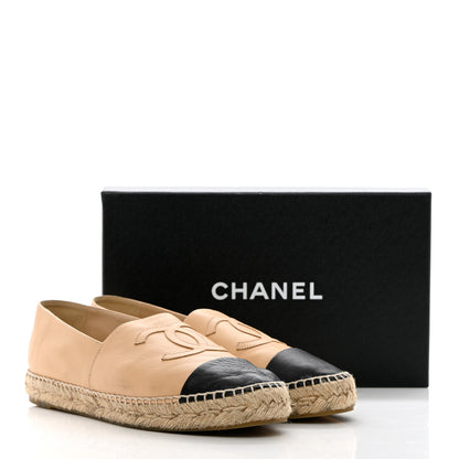 Chanel Lambskin CC Espadrilles 40 Beige Black 22 of 22