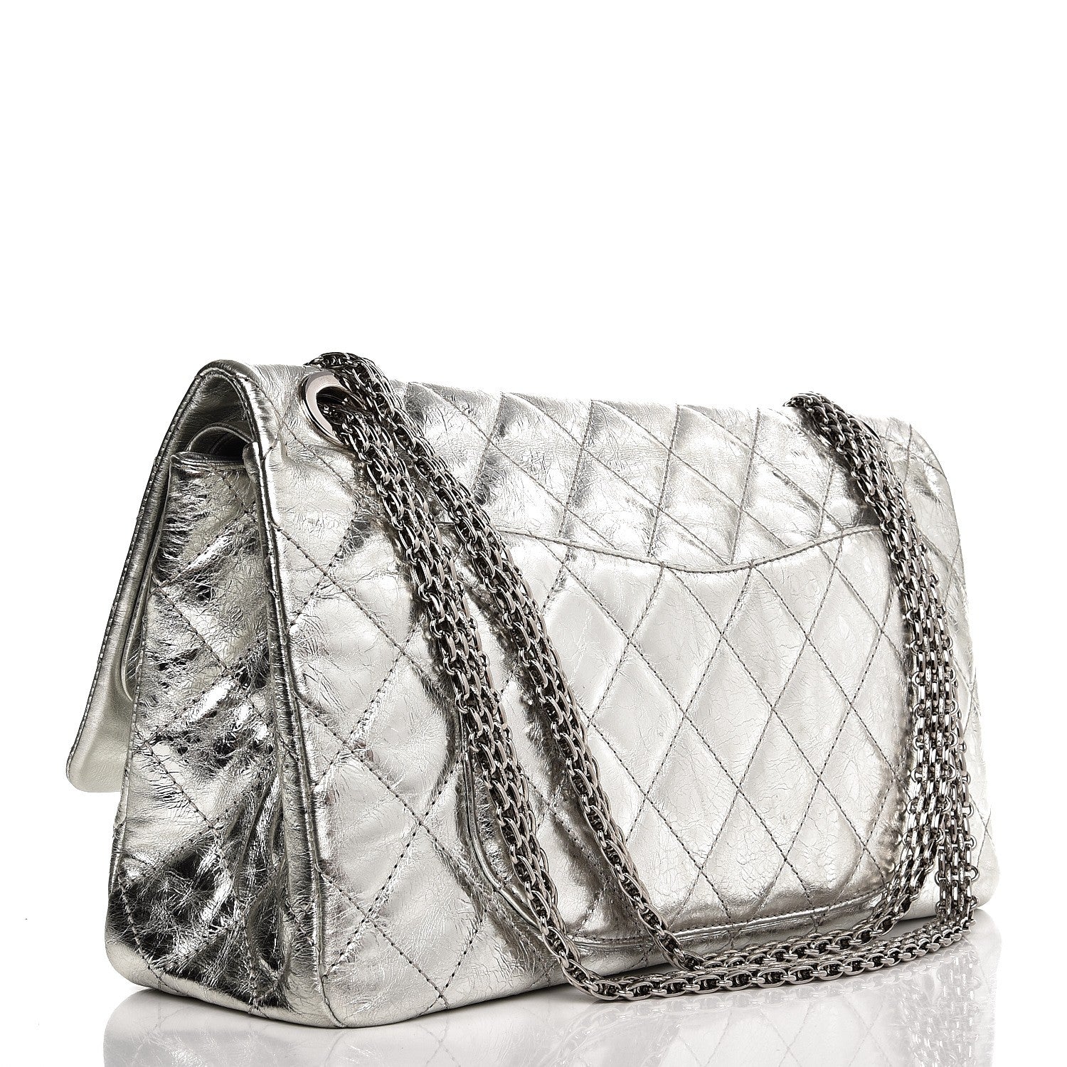 Chanel Metallic Aged Calfskin Quilted 2.55 Reissue 228 Flap Silver 3 of 11