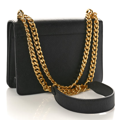 Prada Saffiano Soft Calfskin Chain Crossbody Bag Black 3 of 8