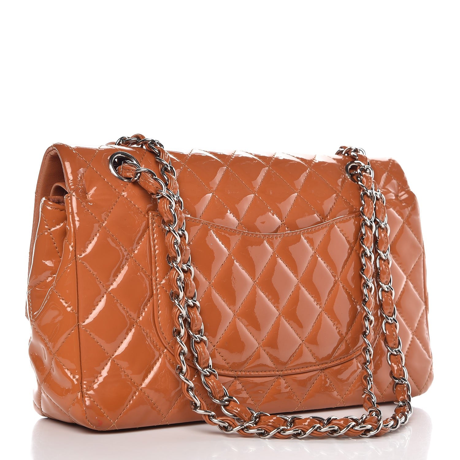 Chanel Patent Quilted Medium Double Flap Orange 4 of 13