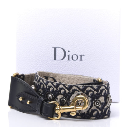 Christian Dior Oblique Studded Shoulder Strap Blue 5 of 5