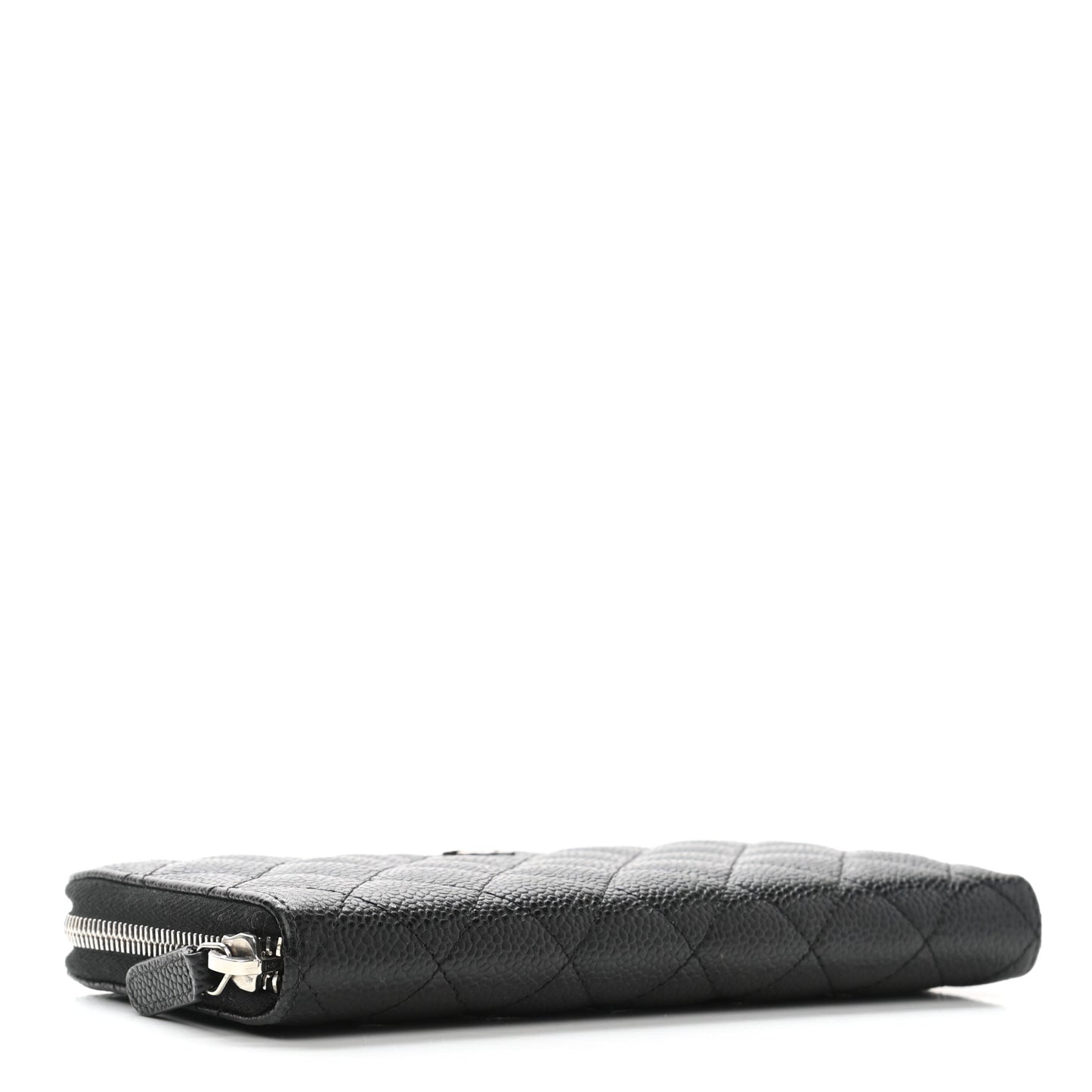 Caviar Quilted Large Gusset Zip Around Wallet Black