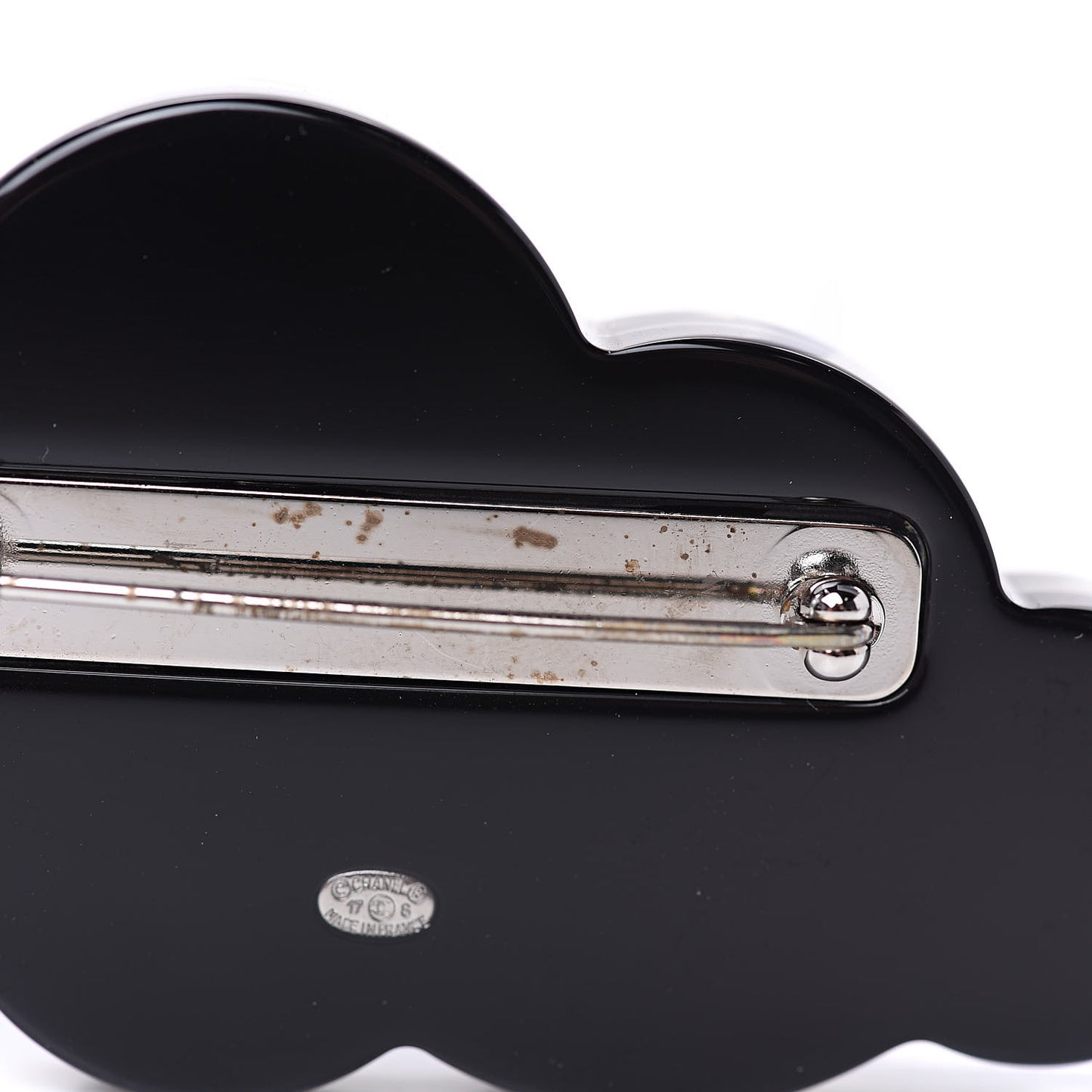 Glittered Resin Crystal Pearl CC Cloud Brooch Black Silver