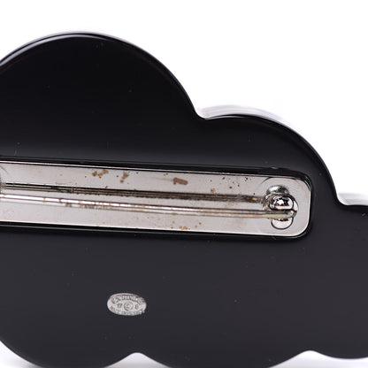 Chanel Glittered Resin Crystal Pearl CC Cloud Brooch Black Silver 5 of 6