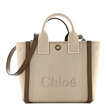 Chloe Canvas Calfskin Small Logo Carry Tote Vegetal Beige 1 of 10