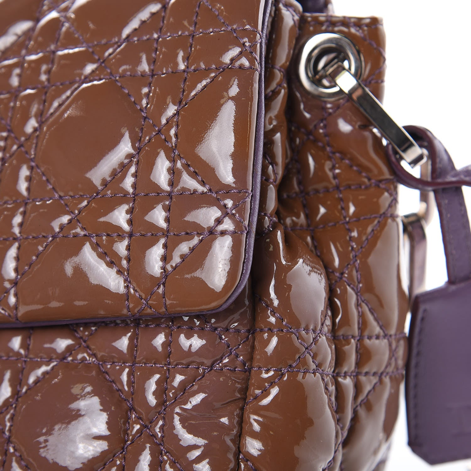 Christian Dior Patent Cannage New Lock Flap Purple 12 of 16