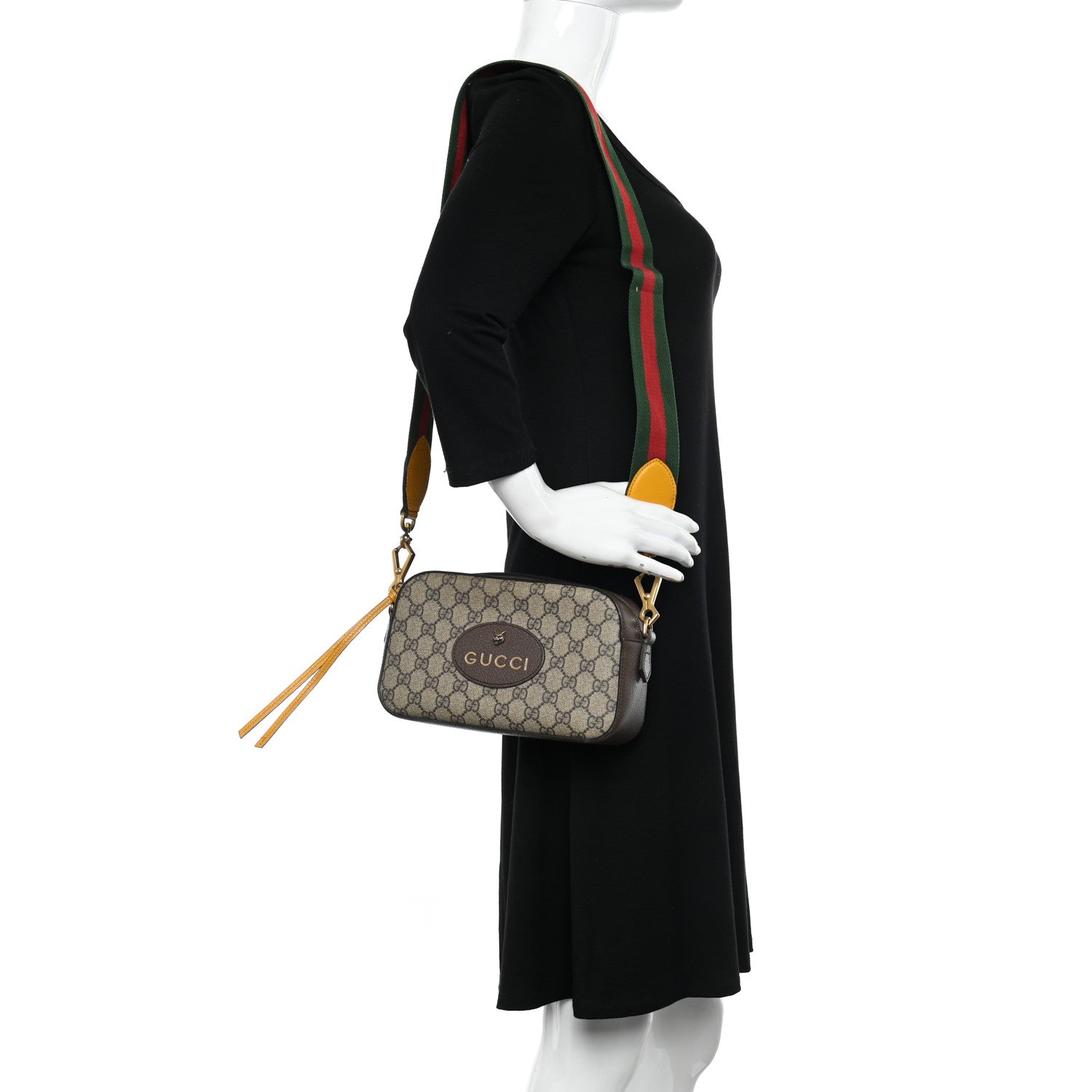 Gucci GG Supreme Monogram Web Neo Vintage Shoulder Bag Beige New Acero Crop 2 of 11
