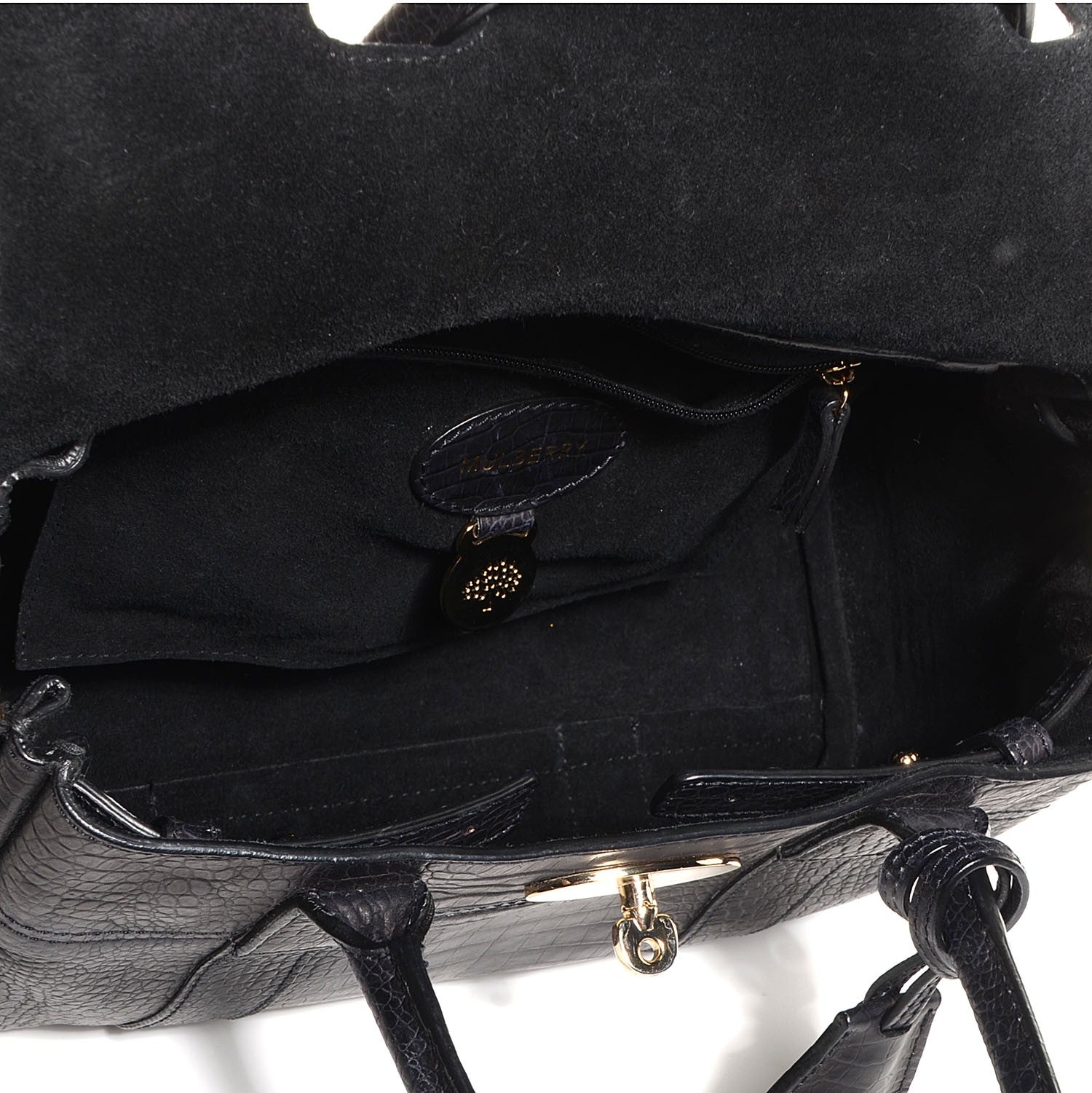 Mulberry Mini Croc Print Small Bayswater Satchel Black 5 of 9