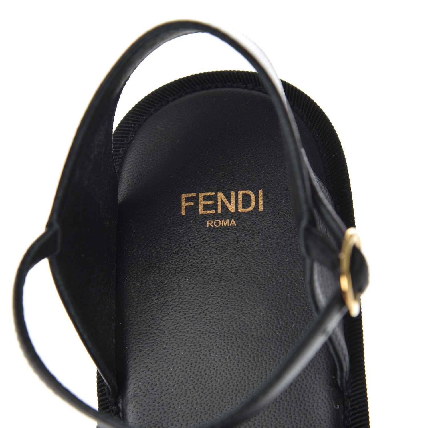 Fendi Nappa FF Embossed Espadrille Platform Sandals 37 Black 6 of 12