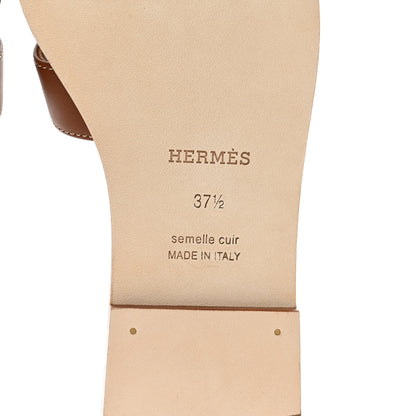 Hermes Box Calfskin Oran Sandals 37.5 Gold 6 of 9