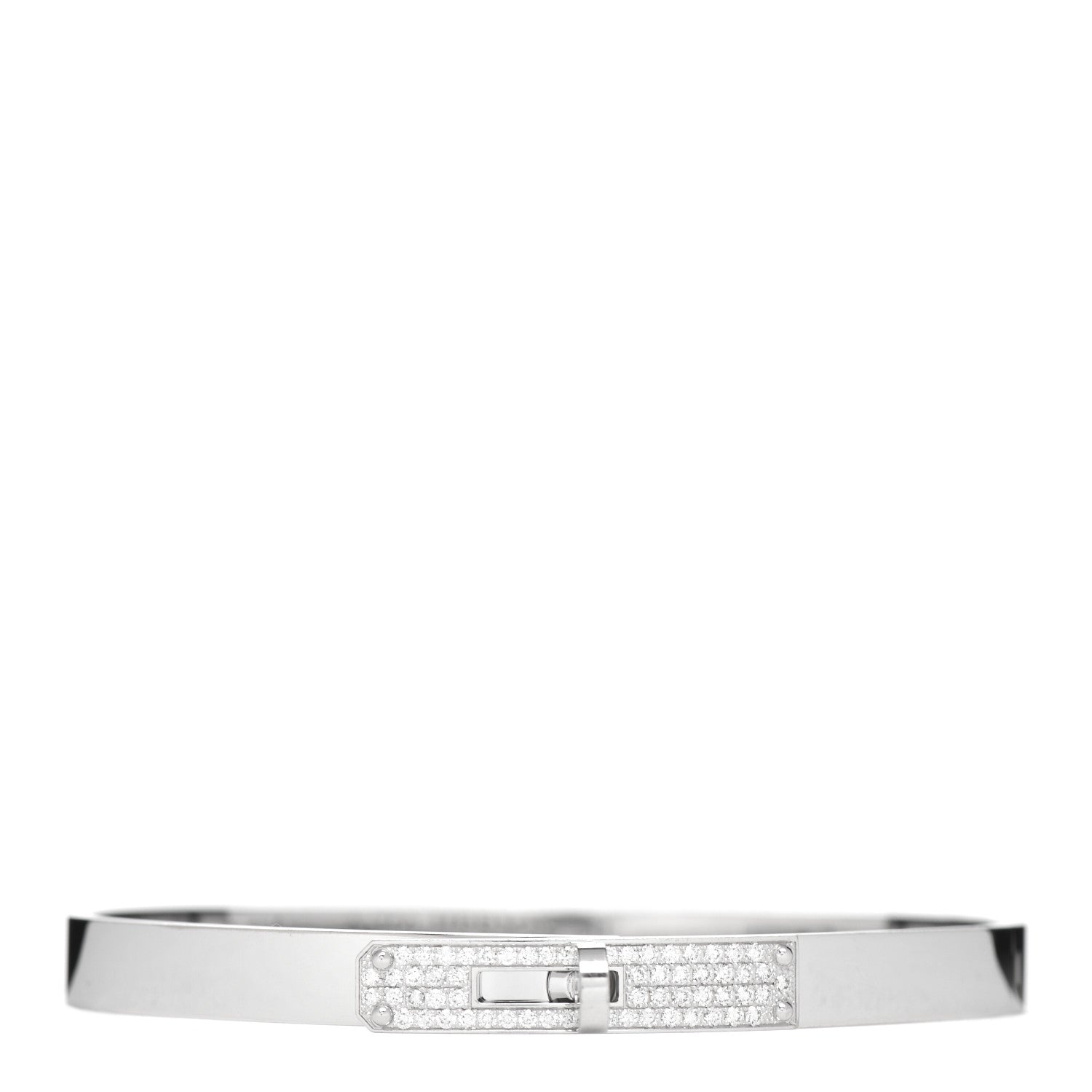 Hermes 18K White Gold Diamond PM Kelly Pave Bracelet SH 1 of 5