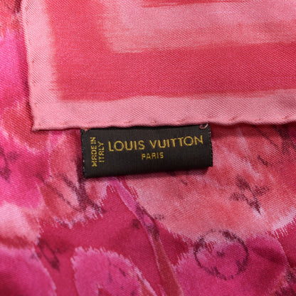 Louis Vuitton Silk Monogram Ikat Summer Square Scarf Rose Indien 3 of 4