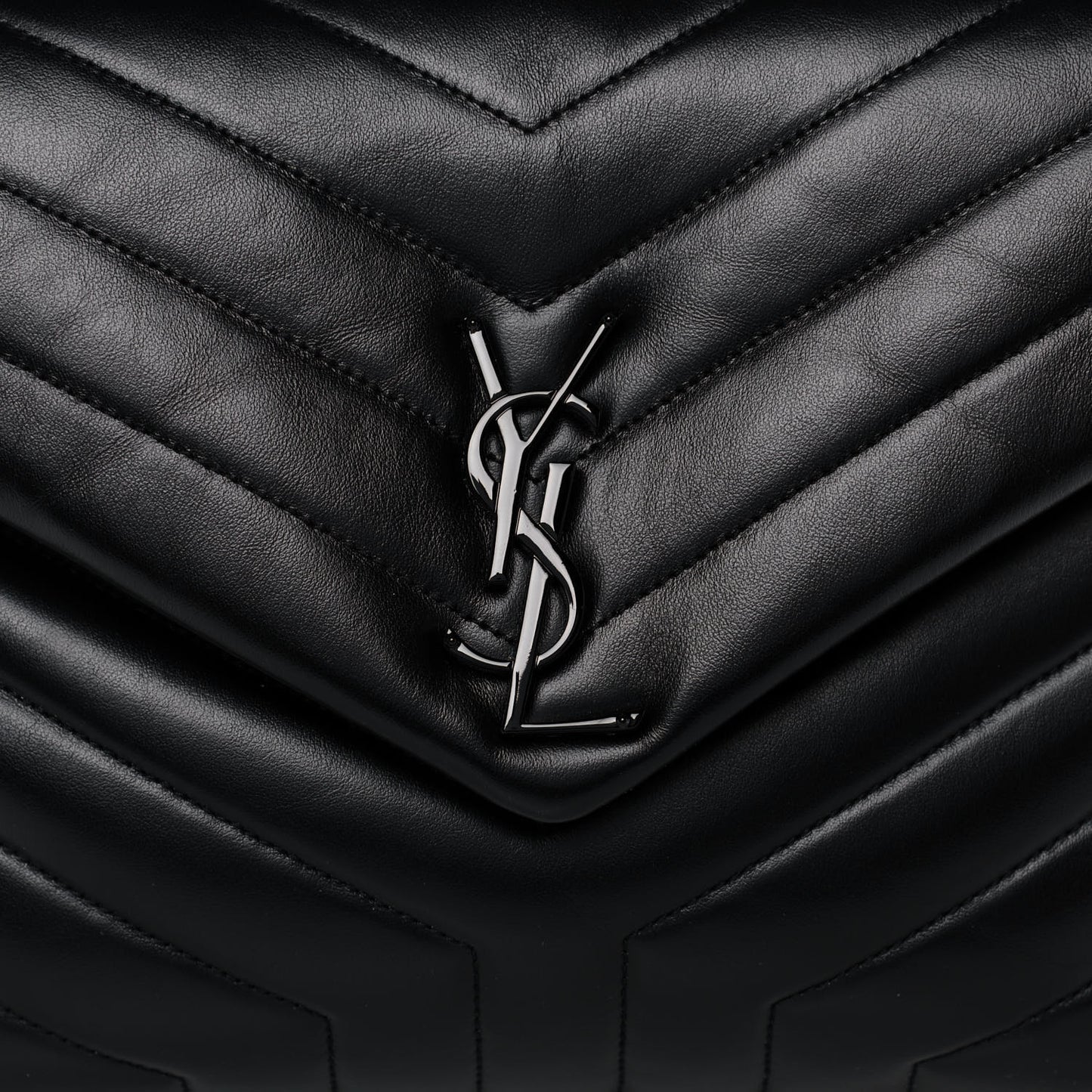 Calfskin Y Quilted Monogram Medium Loulou Chain Satchel Black