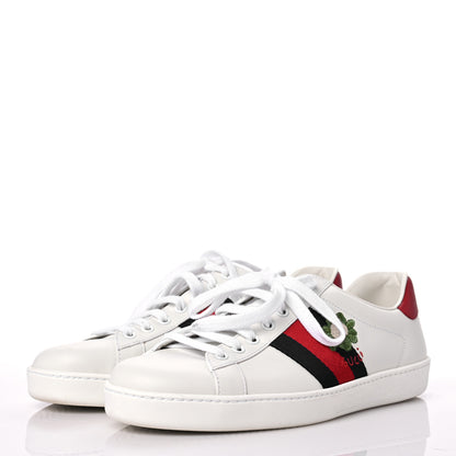 Gucci Calfskin Miro Soft Web Embroidered Mens Ace Sneakers 8 White Green 3 of 13