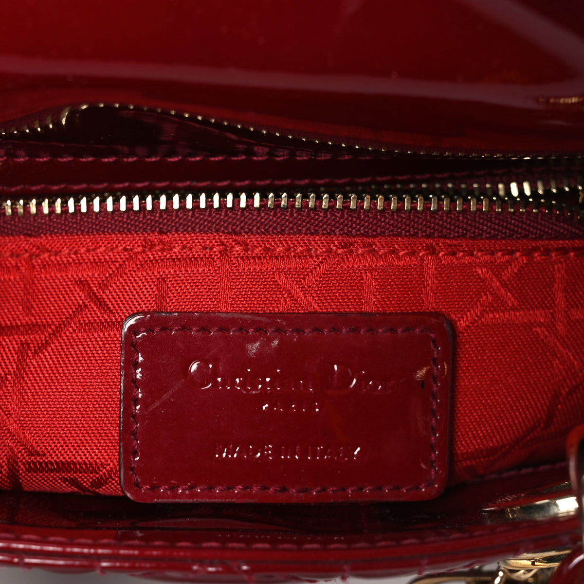 Christian Dior Patent Cannage Mini Lady Dior Red 5 of 9