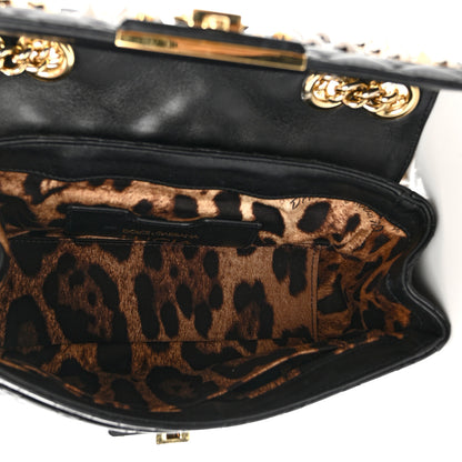 Dolce & Gabbana Lambskin Watersnake Embellished Lucia Shoulder Bag Black 5 of 11
