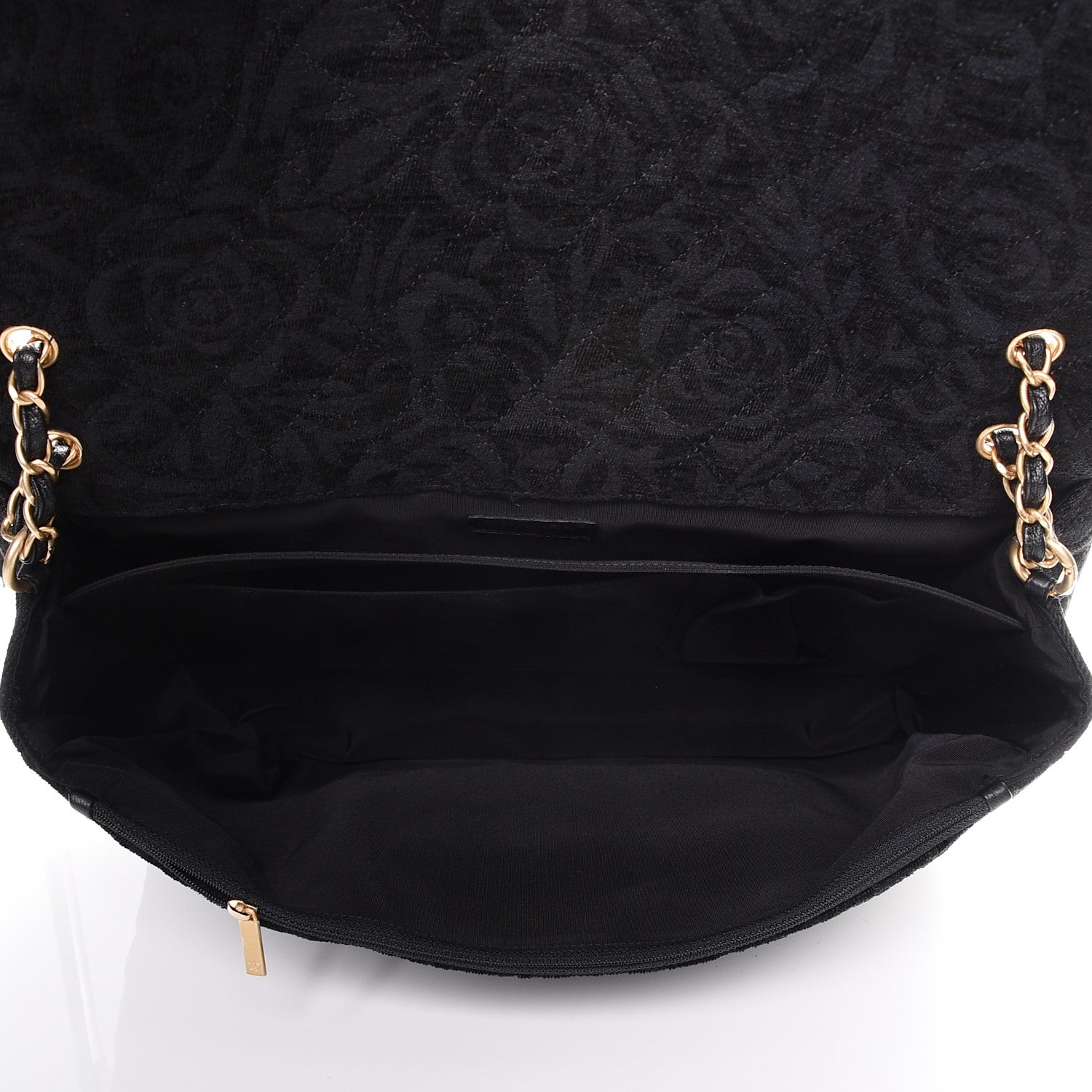 Chanel Velvet Camellia Stamped XXL Travel Flap Bag Black 5 of 9