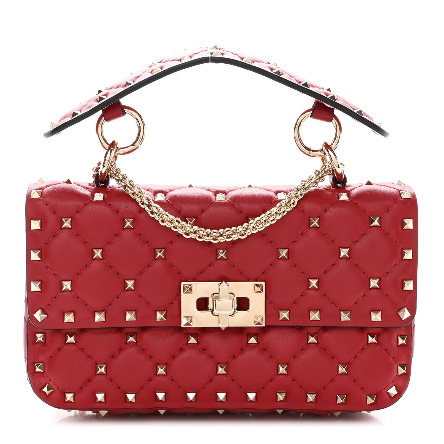 Valentino Garavani Nappa Small Rockstud Spike Shoulder Bag Rosso Valentino 1 of 9