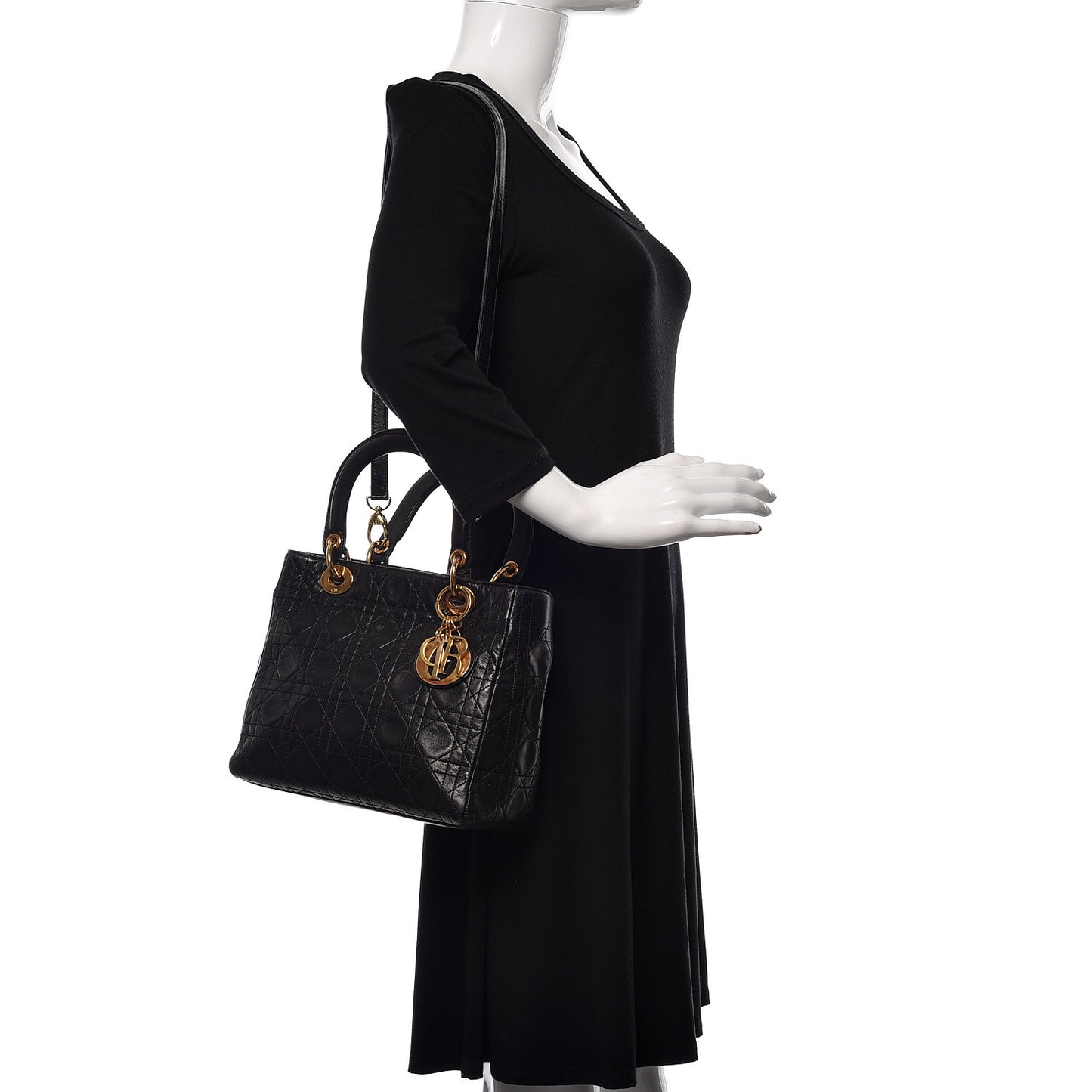 Lambskin Cannage Medium Lady Dior Black