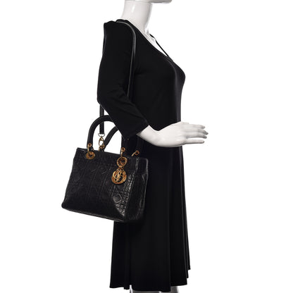 Christian Dior Lambskin Cannage Medium Lady Dior Black 3 of 20