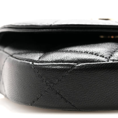 Chanel Lambskin Quilted Pearl Top Handle Clutch With Chain Black 10 of 12