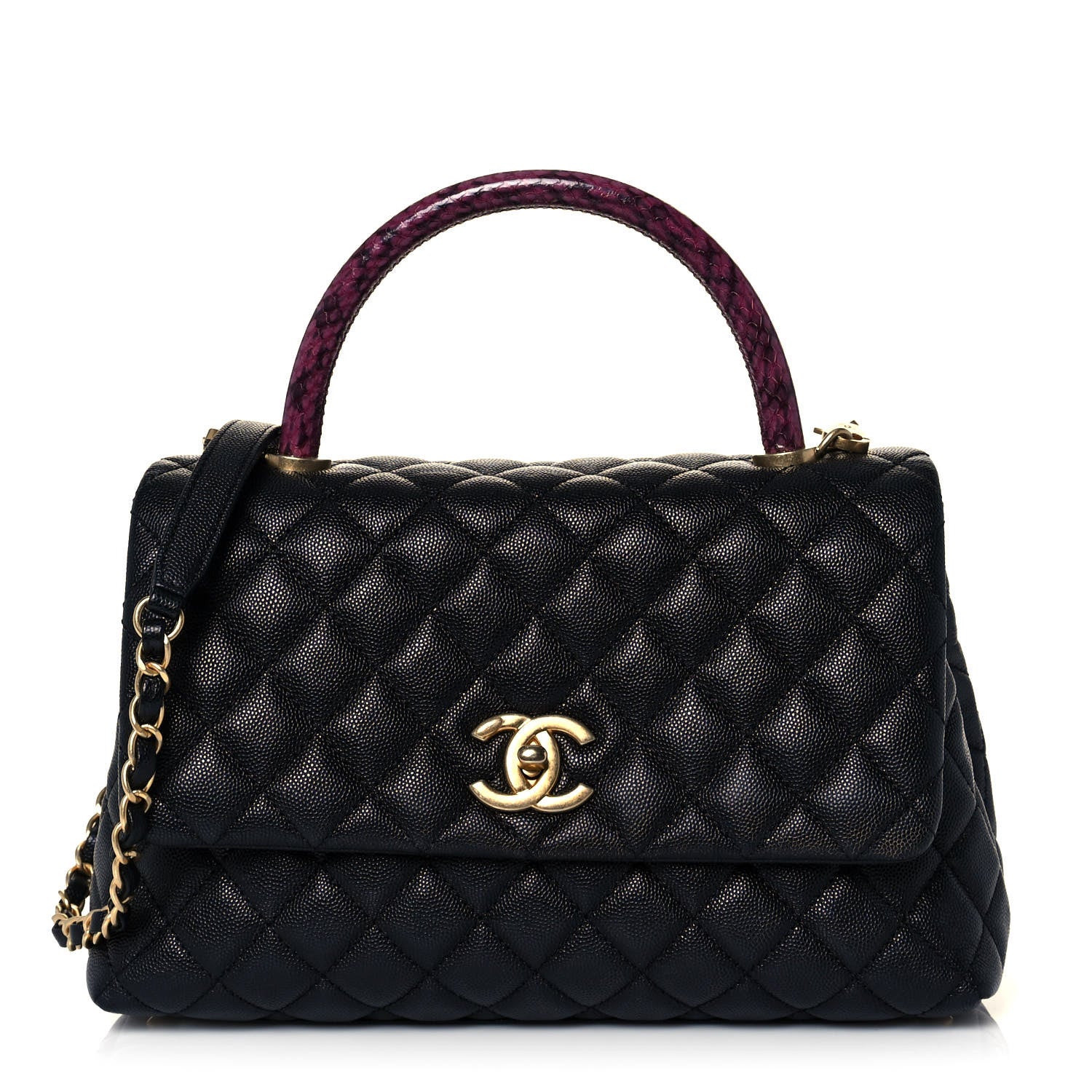 Chanel Caviar Lizard Quilted Small Coco Handle Flap Black 1 of 11