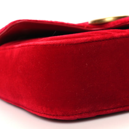 Gucci Velvet Matelasse Mini GG Marmont Shoulder Bag Hibiscus Red 9 of 10