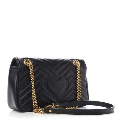 Gucci Calfskin Matelasse Small GG Marmont Shoulder Bag Black 3 of 8
