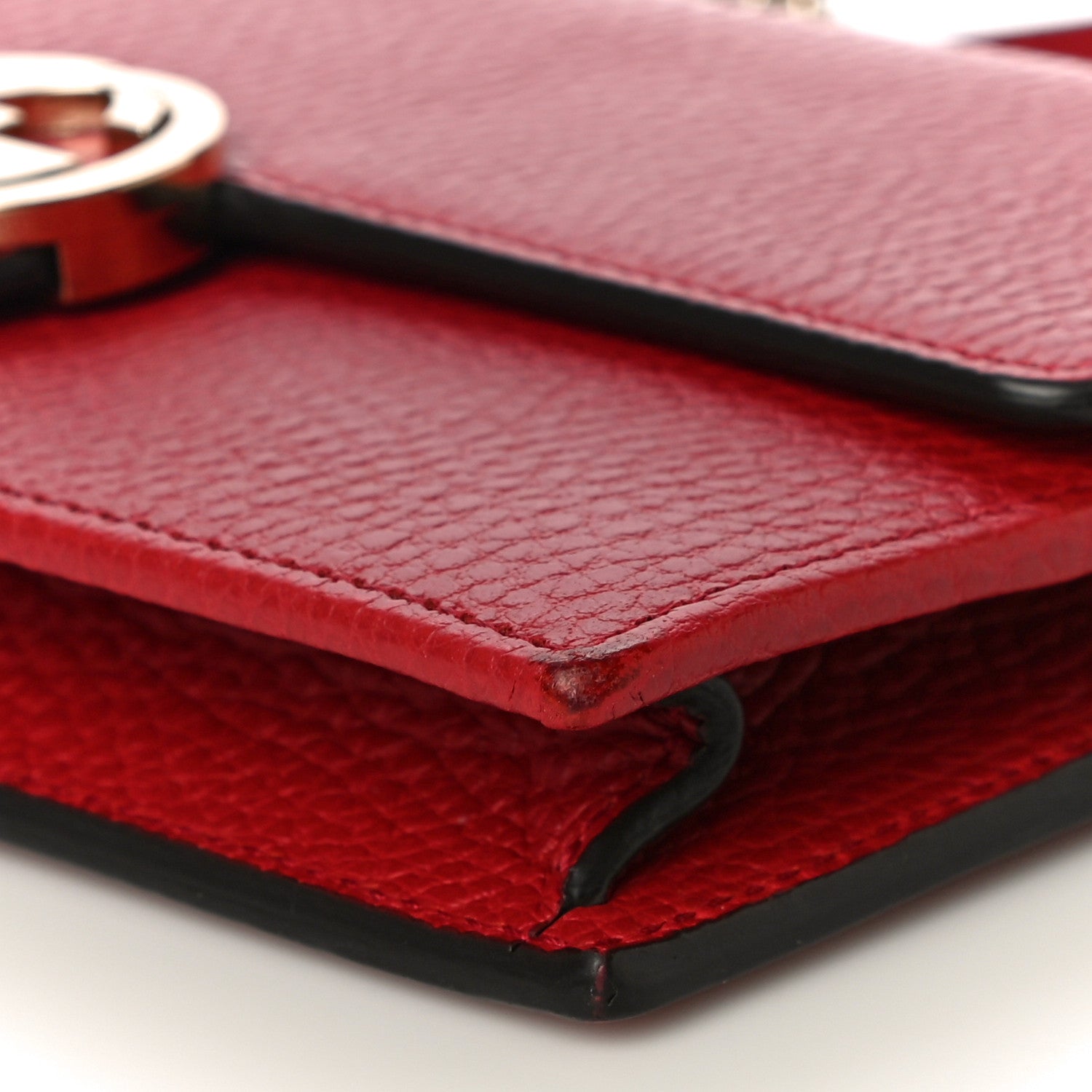 Gucci Dollar Calfskin Interlocking G Chain Wallet Red 9 of 12