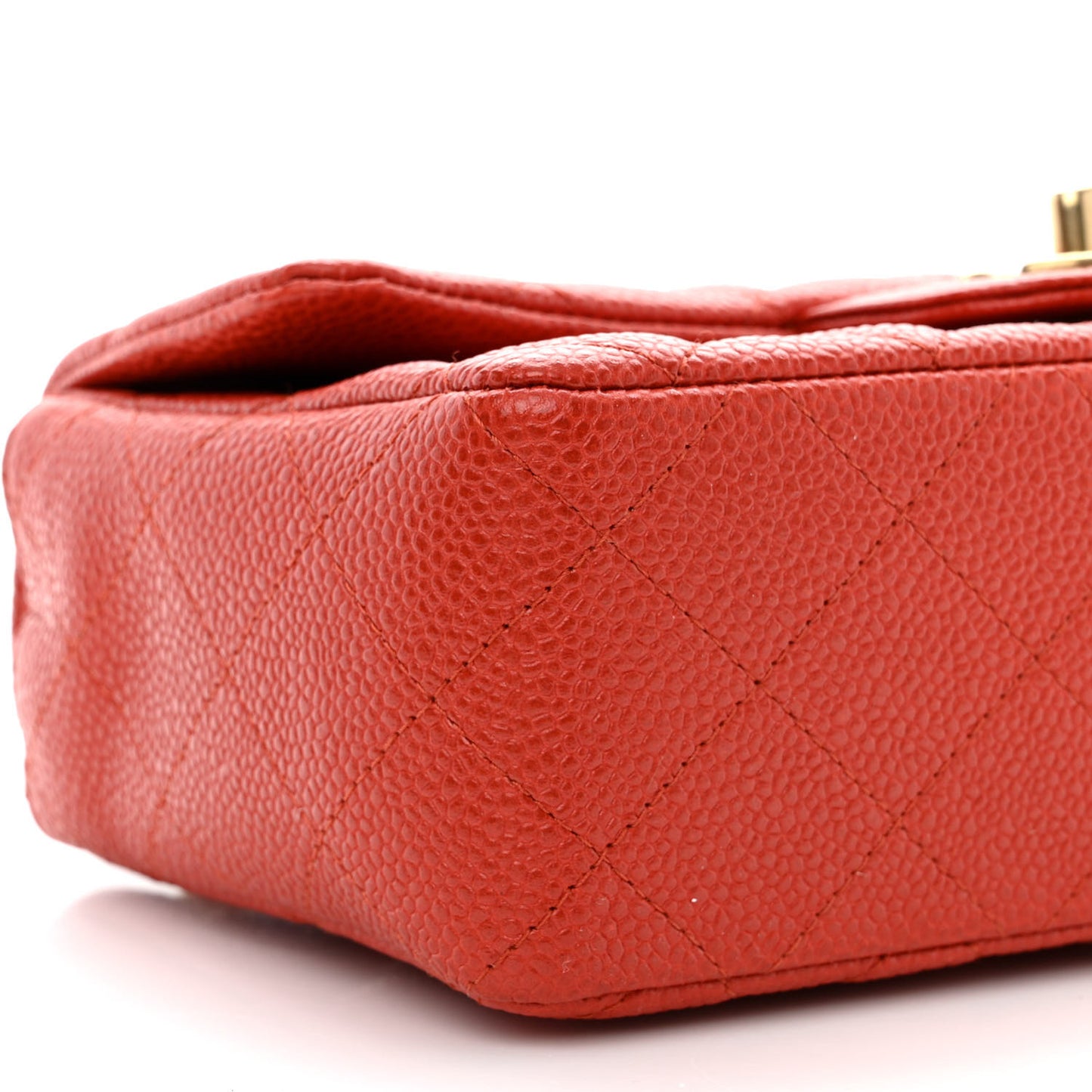 Pearly Caviar Quilted Mini Rectangular Flap Orange