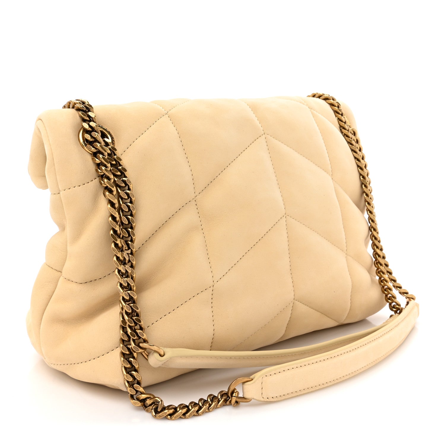Saint Laurent Lambskin Quilted Small Loulou Puffer Monogram Chain Satchel Crema Soft 3 of 13