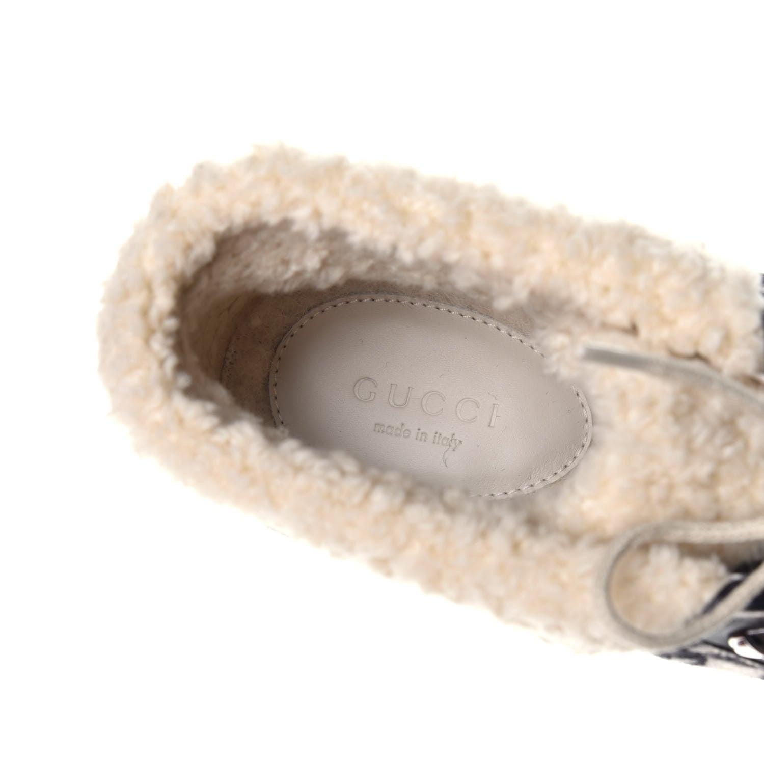 Gucci Optical Tweed Faux Shearling Houndstooth Victor Lace Up Ankle Boots 38 White Black 7 of 8