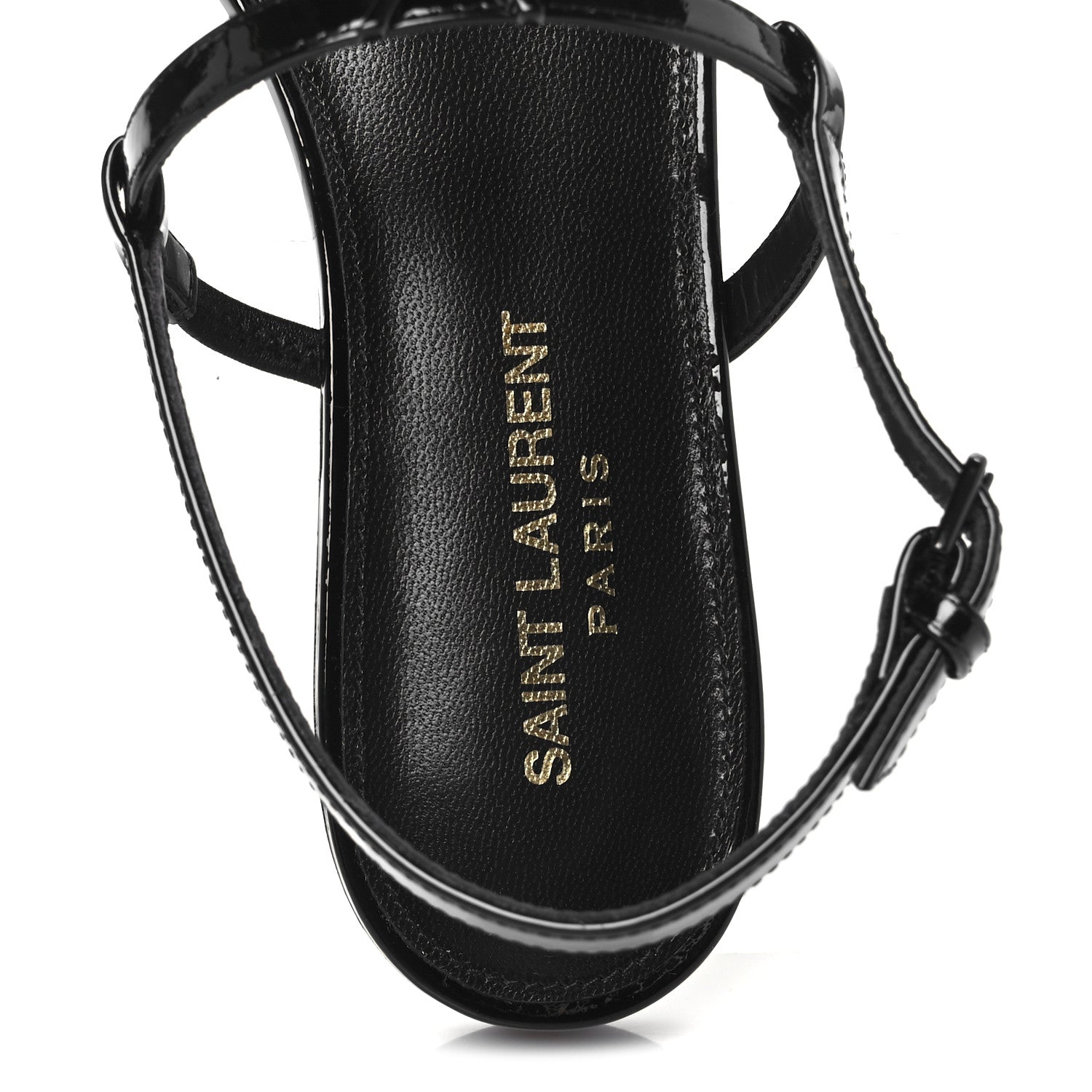 Saint Laurent Patent Calfskin Cassandra Monogram Sandals 37 Black 7 of 10