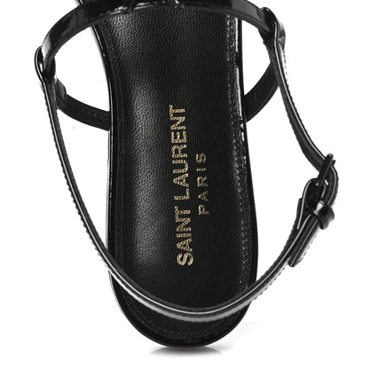 Saint Laurent Patent Calfskin Cassandra Monogram Sandals 37 Black 7 of 10