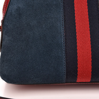 Gucci Suede Calfskin Web Small Ophidia Dome Shoulder Bag New Blue Romantic Cherry 12 of 14