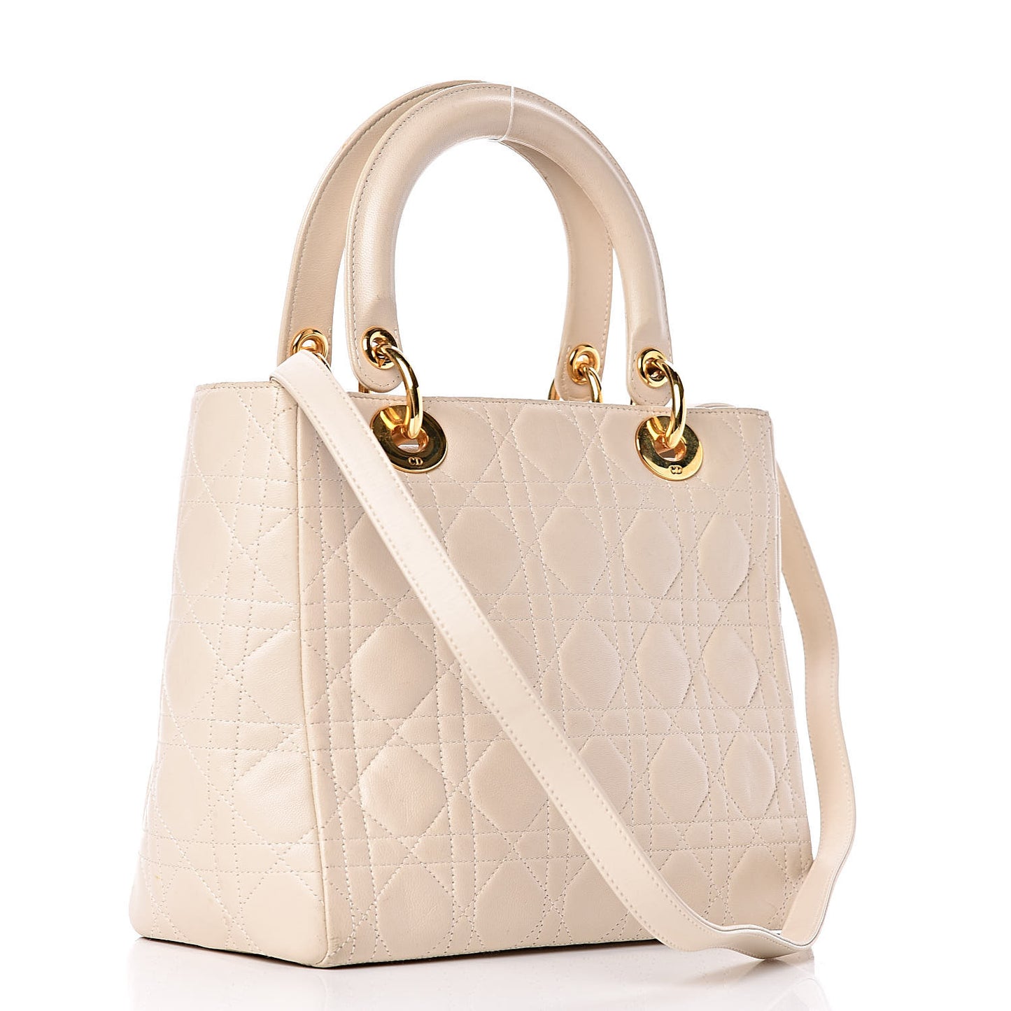 Lambskin Cannage Medium Lady Dior Light Beige