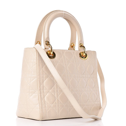 Christian Dior Lambskin Cannage Medium Lady Dior Light Beige 4 of 24