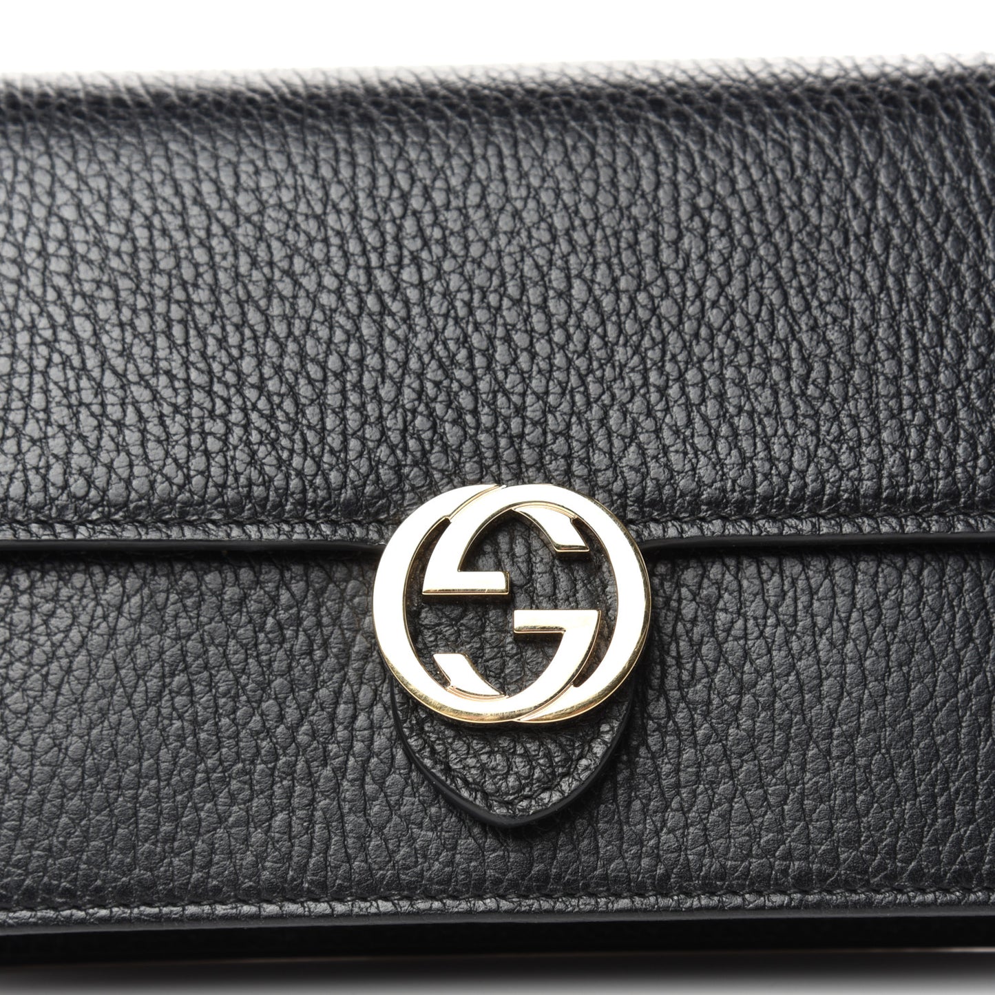 Dollar Calfskin Interlocking G Chain Wallet Black